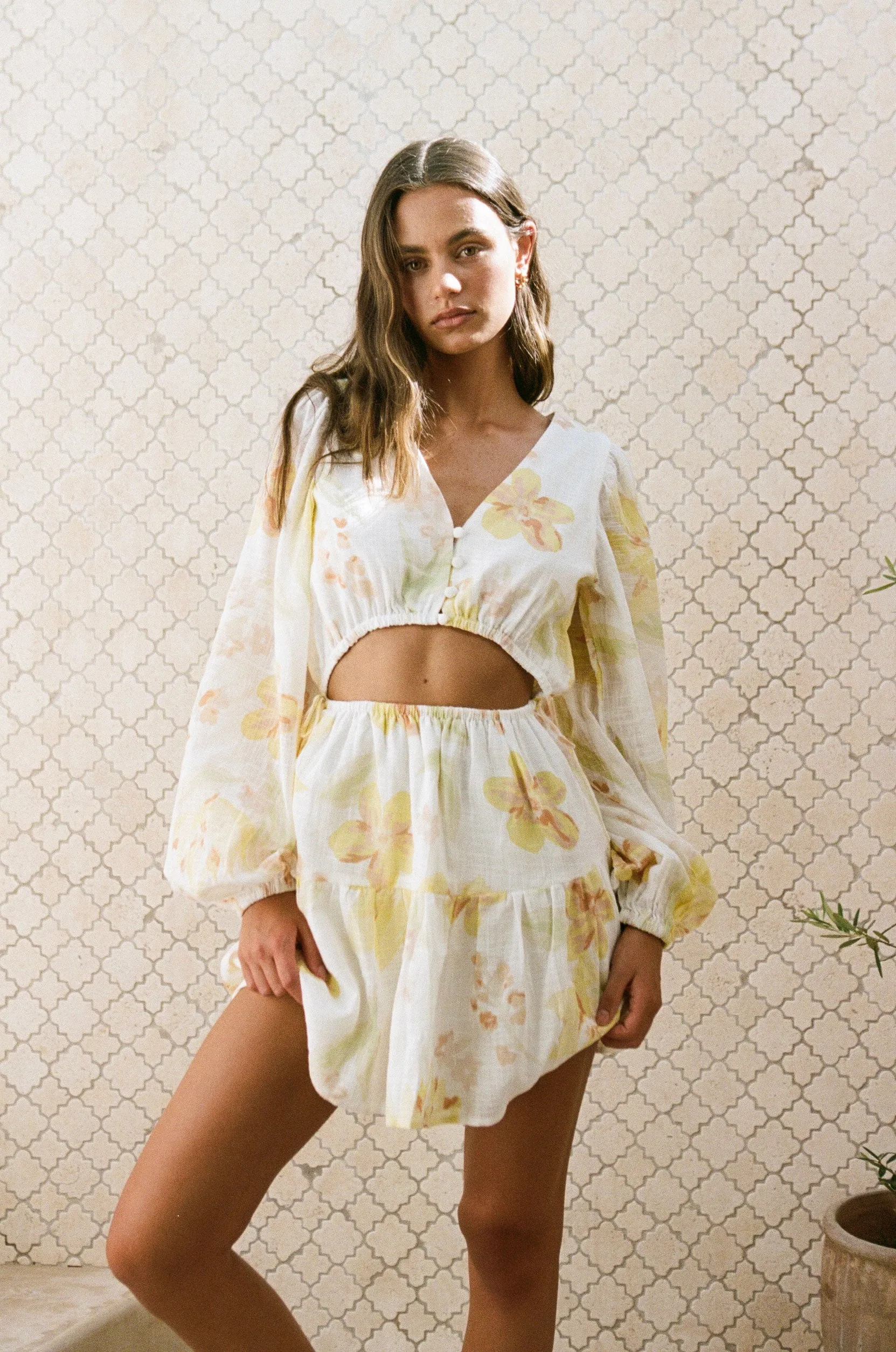 Emmaline Dress - Lemon Bouquet sold by Sabo Skirt
