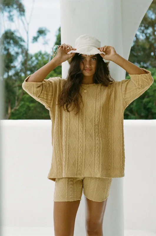 SAMPLE-Archer Tee - Tan Cable sold by Sabo Skirt