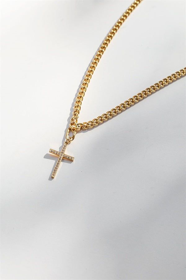 Stone Cross Necklace sold by Sabo Skirt