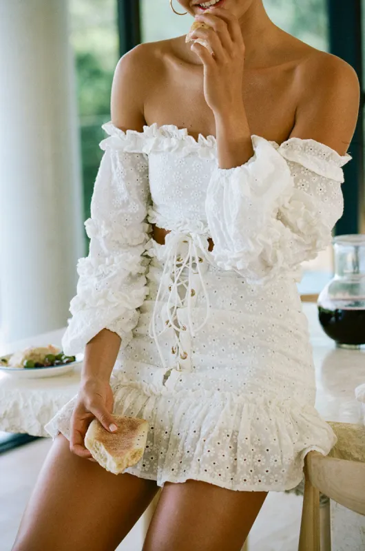 Ruffle Embroidered Dress sold by Sabo Skirt