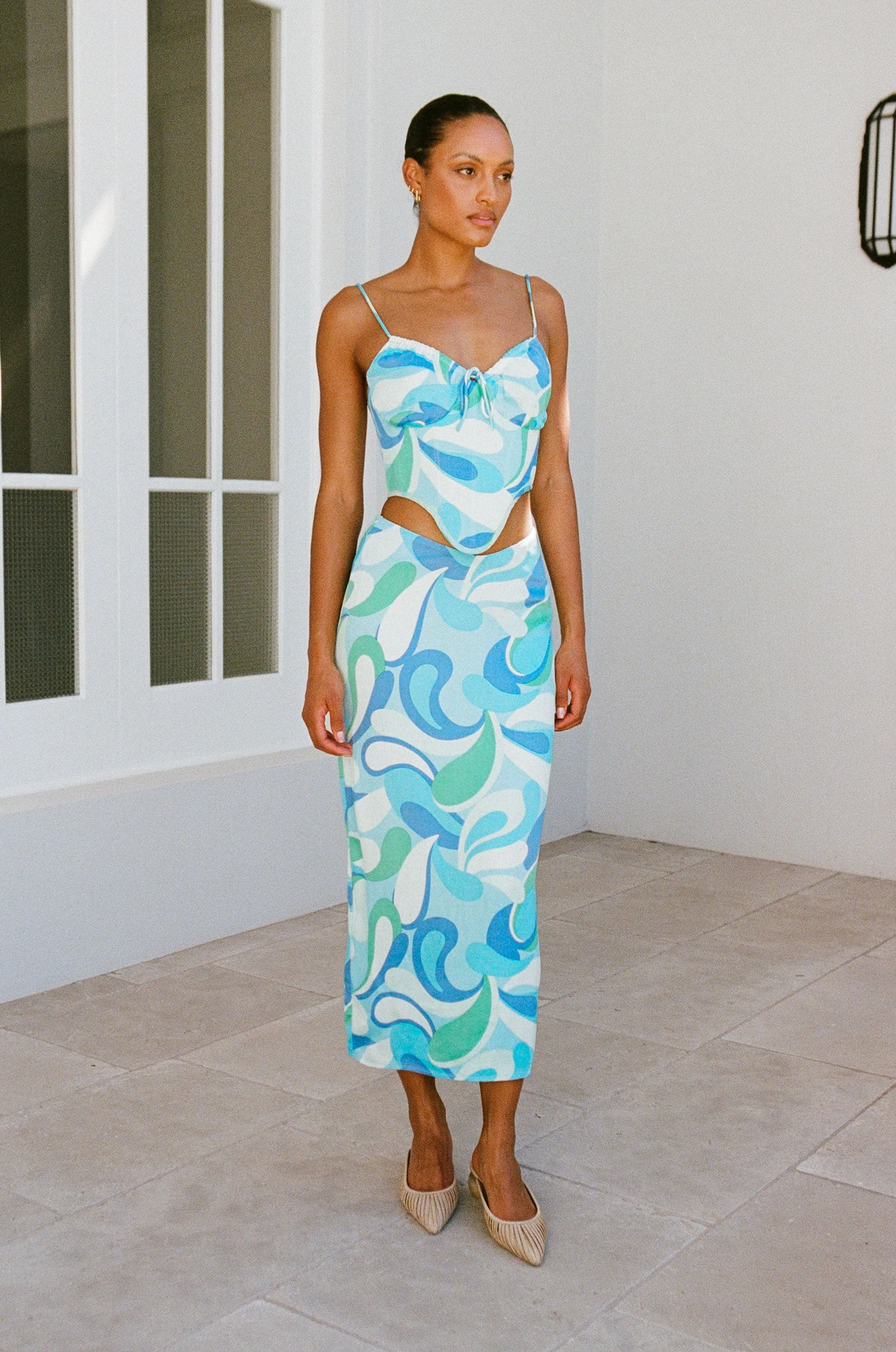 Celyna Midi Skirt - Swirl sold by Sabo Skirt