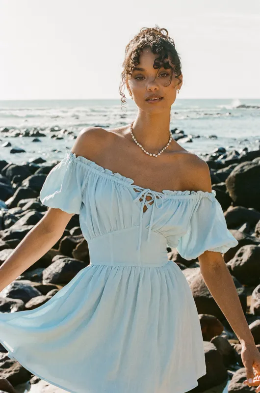 Nyrobi Off Shoulder Dress - Blue sold by Sabo Skirt