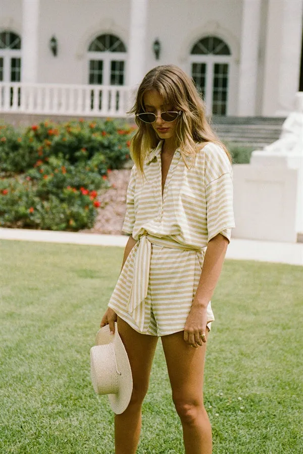 SAMPLE-Comfy Stripe Playsuit - Yellow sold by Sabo Skirt