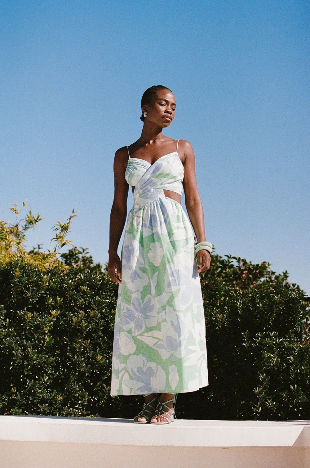 Iris Midi Dress - Spring Petals sold by Sabo Skirt