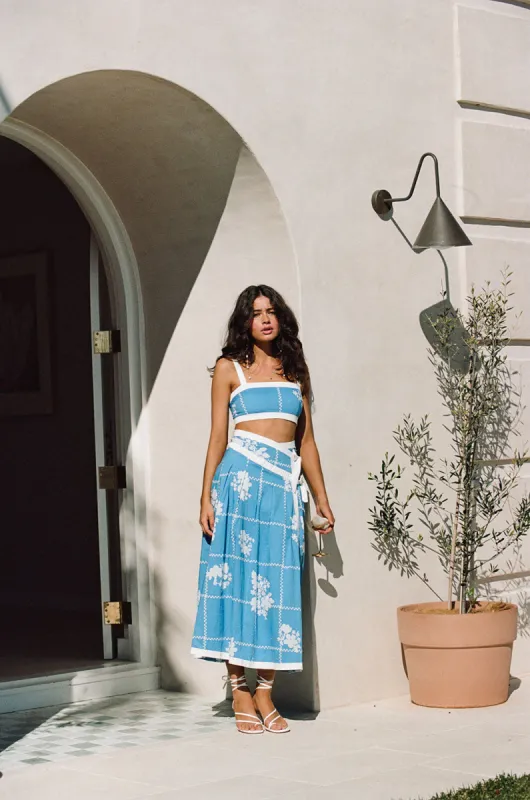 Estelle Midi Skirt - Check Flowers sold by Sabo Skirt