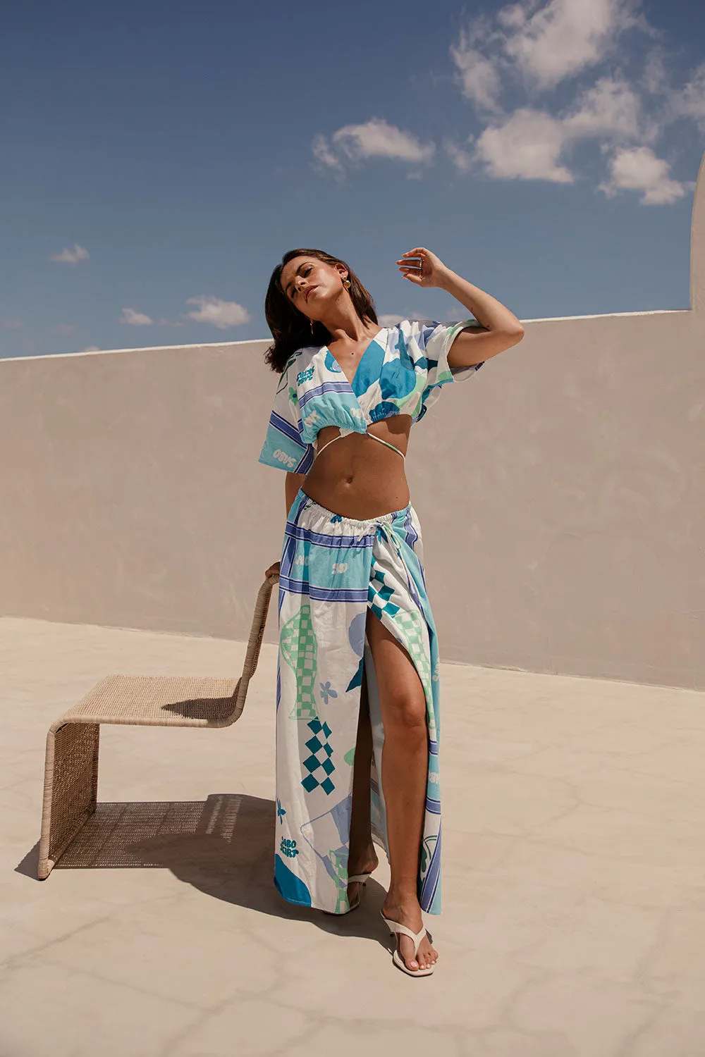 Naya Wrap Skirt - Scarf Azure sold by Sabo Skirt