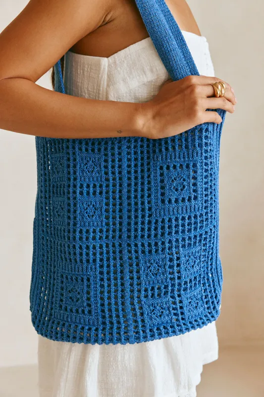 Sia Crochet Tote - Blue sold by Sabo Skirt