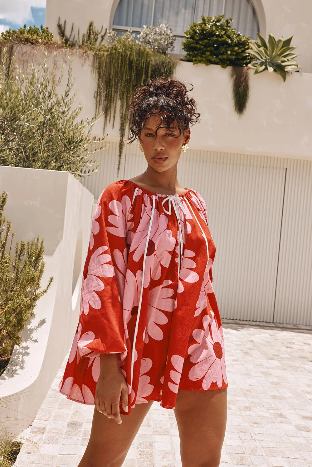 Veronica Dress - Daisy Red sold by Sabo Skirt