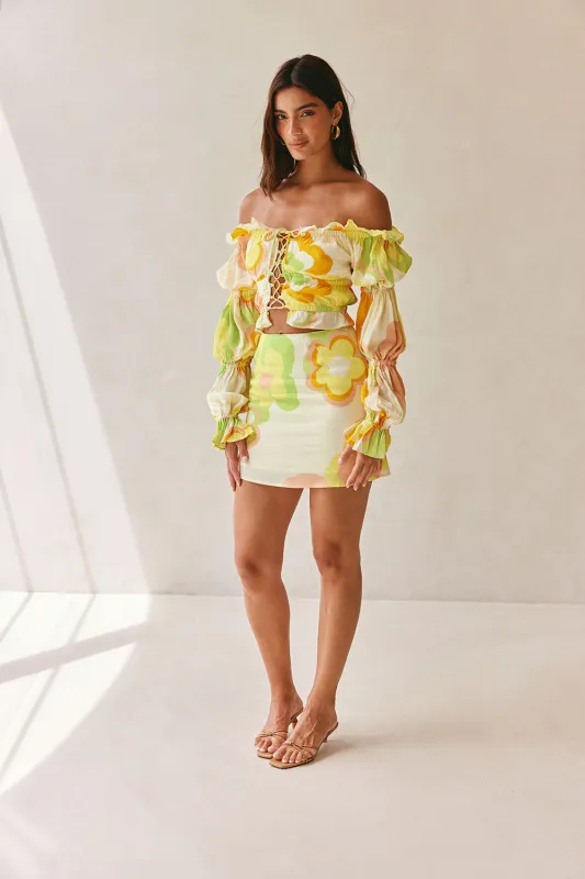 Blaire Mini Skirt - Retro Bloom sold by Sabo Skirt