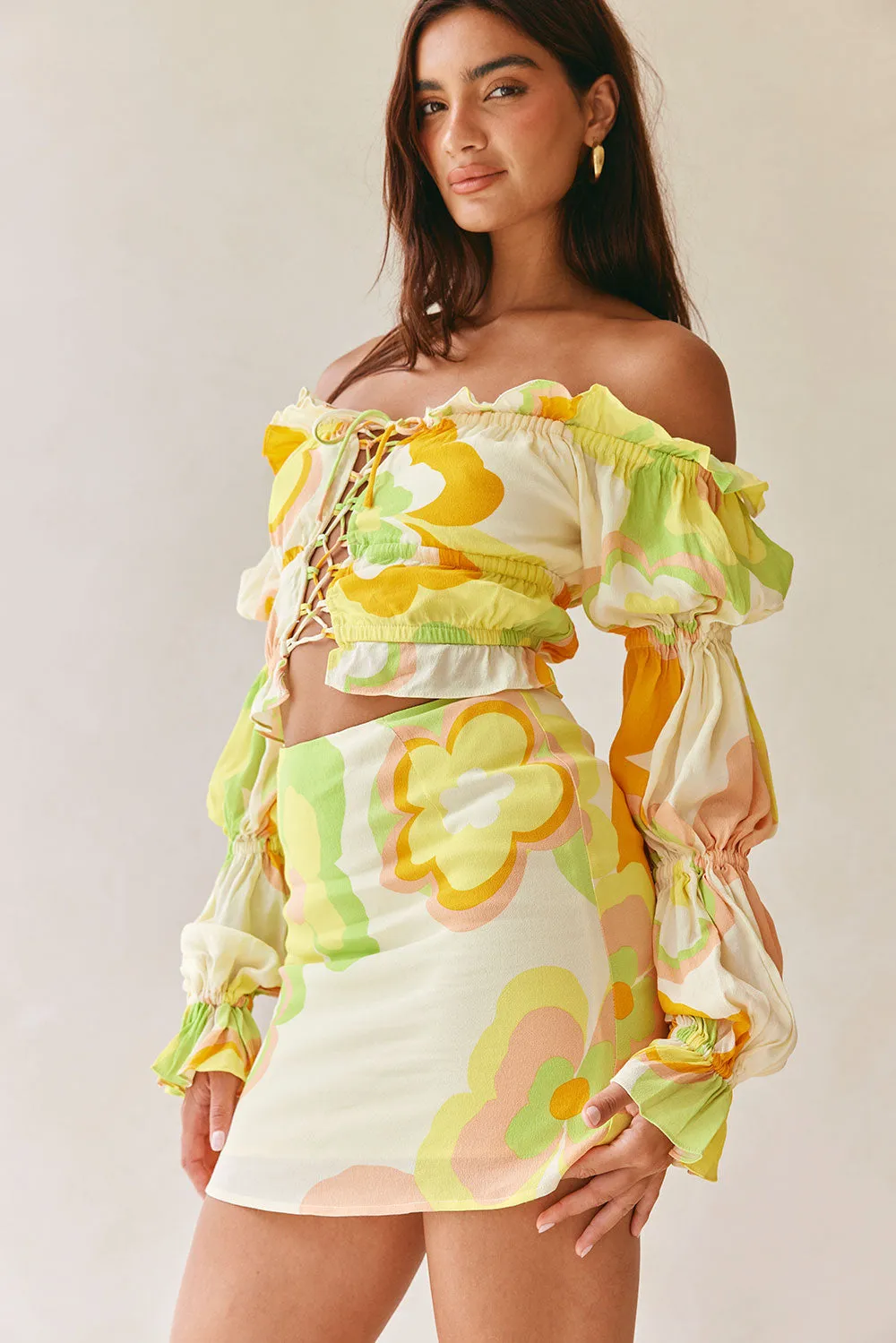 Blaire Mini Skirt - Retro Bloom sold by Sabo Skirt product image thumbnail 2