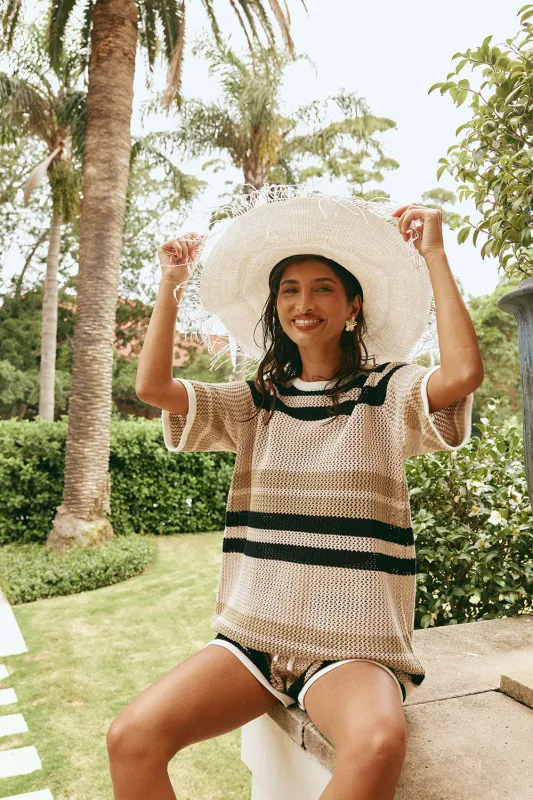 Quinn Stripe Top - Tan sold by Sabo Skirt