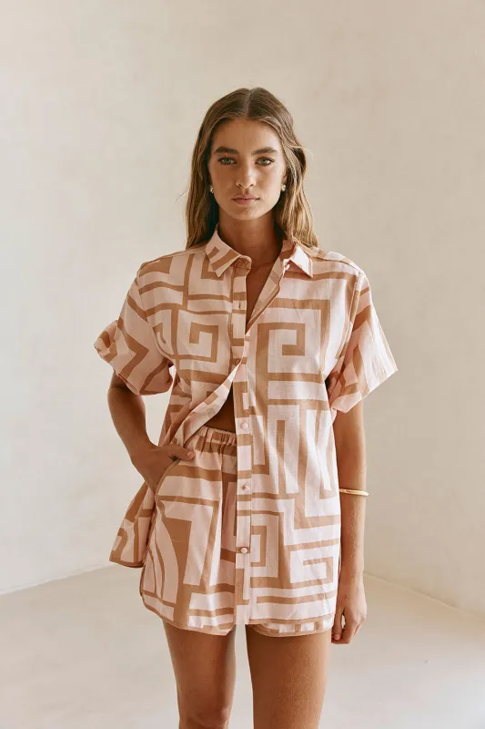 Kira Shorts - Hellenic Maze sold by Sabo Skirt