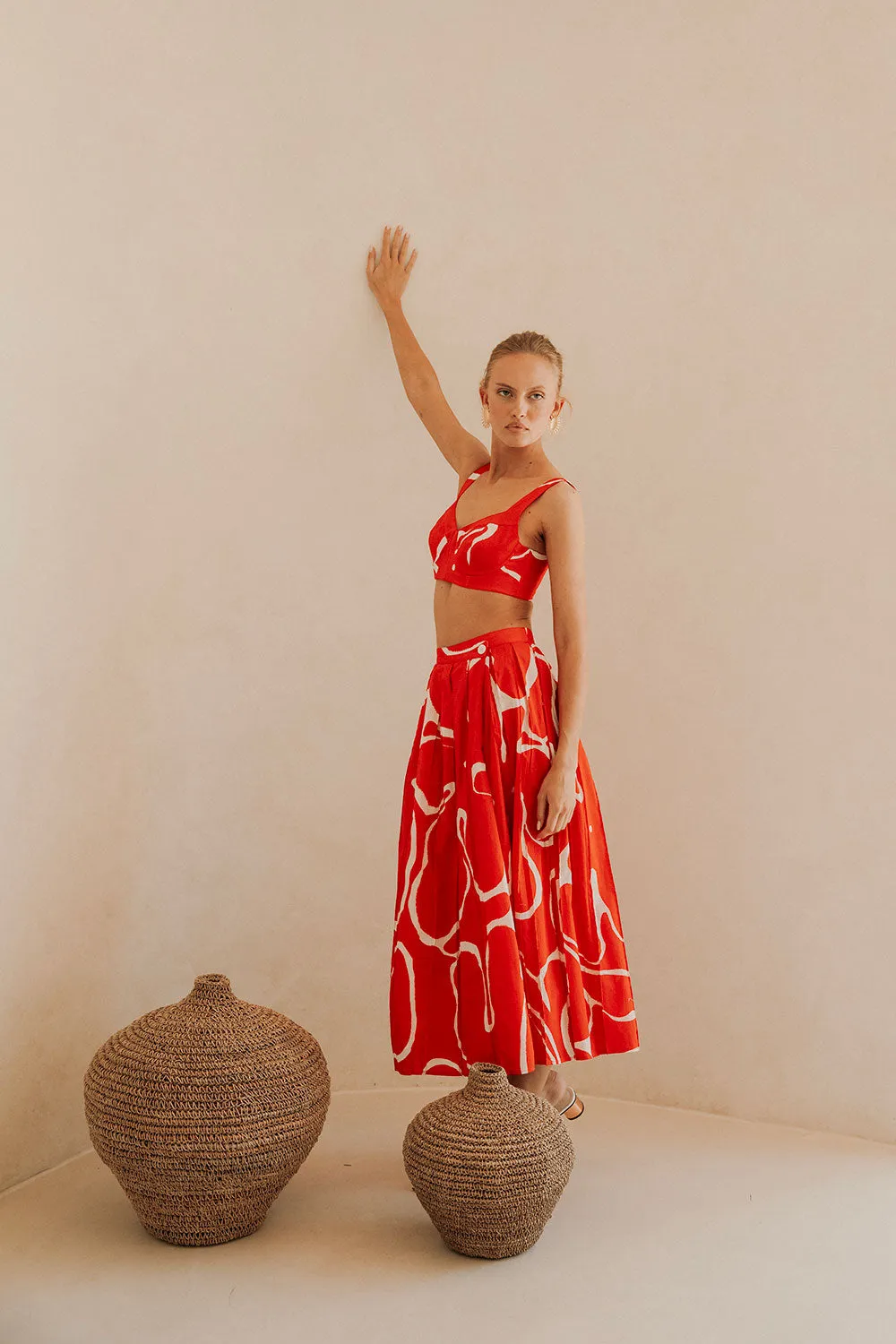 SAMPLE-Dien Wrap Skirt - Evoke Red sold by Sabo Skirt product image thumbnail 4