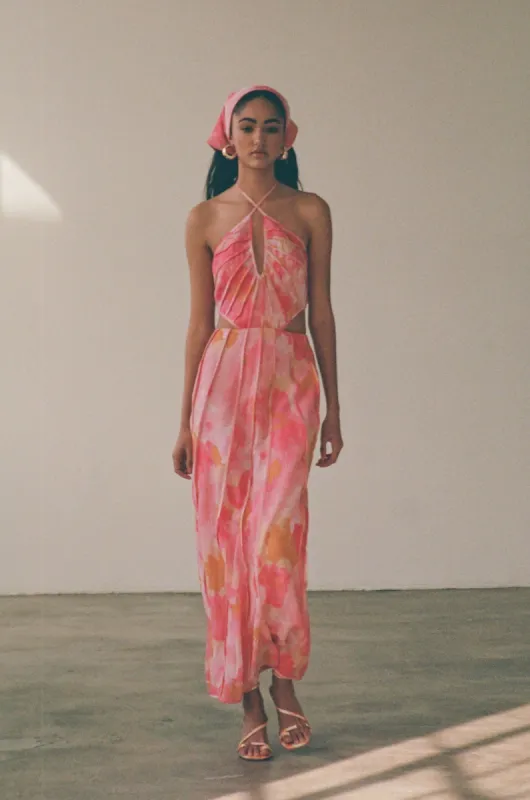 SAMPLE-Tallulah Midi Dress - Pink Gerbera sold by Sabo Skirt