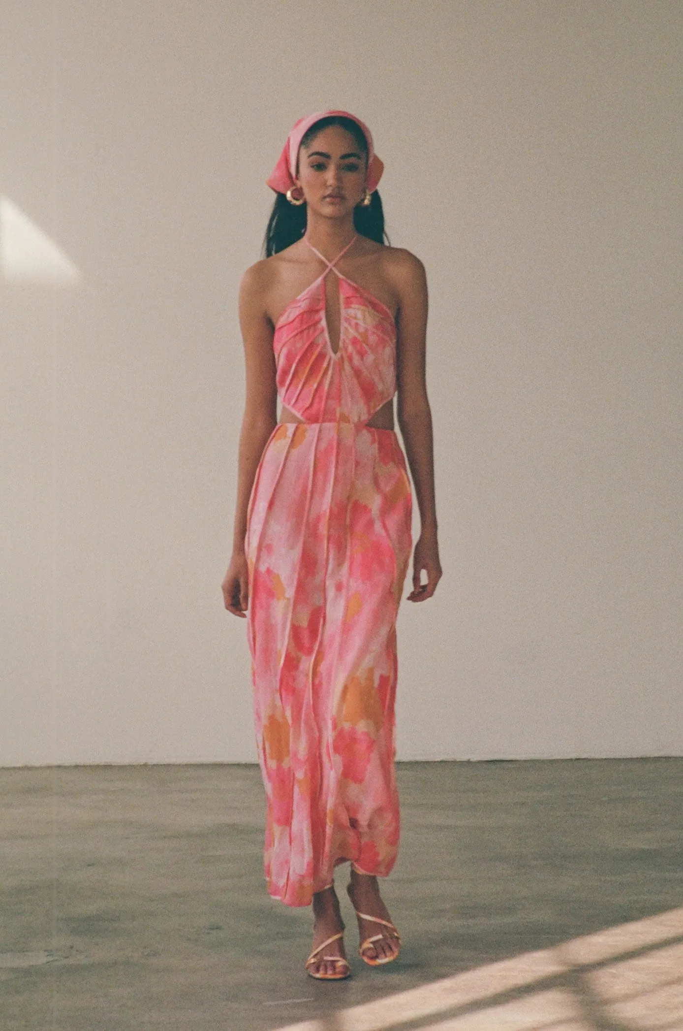 SAMPLE-Tallulah Midi Dress - Pink Gerbera sold by Sabo Skirt