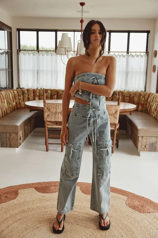 Jaicee Pants - Denim sold by Sabo Skirt