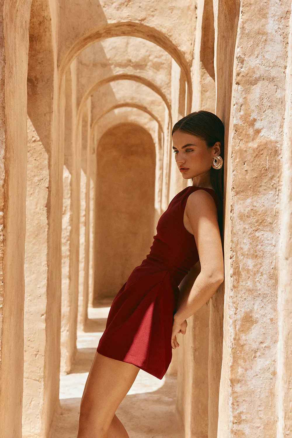 Camellia Dress - Burgundy sold by Sabo Skirt product image thumbnail 3