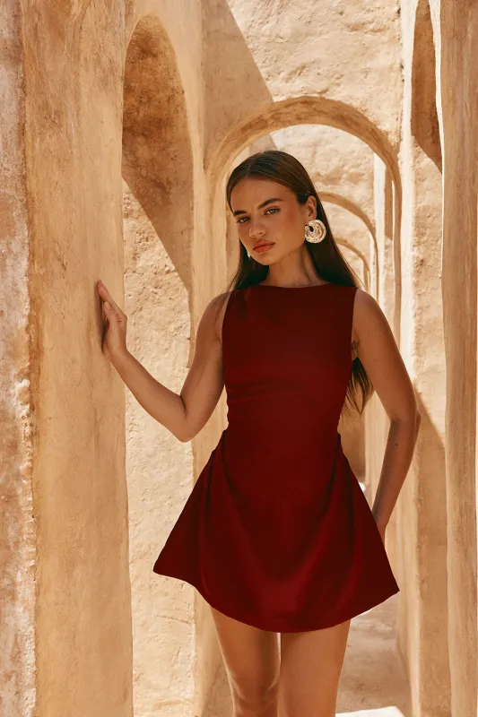 Camellia Dress - Burgundy sold by Sabo Skirt