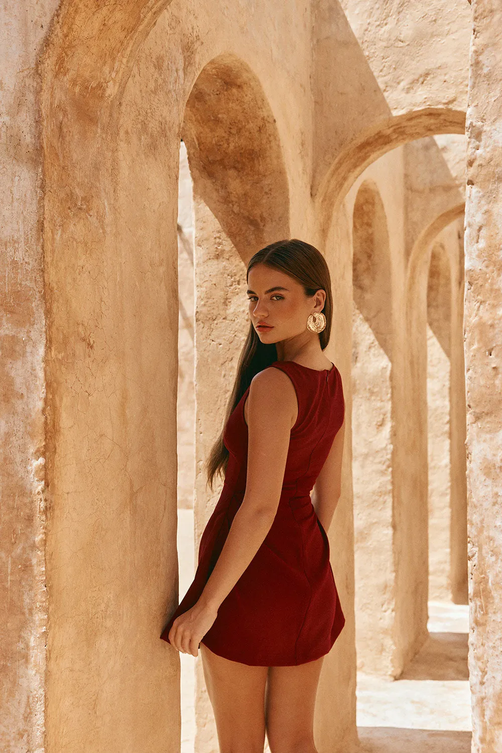 Camellia Dress - Burgundy sold by Sabo Skirt product image thumbnail 4