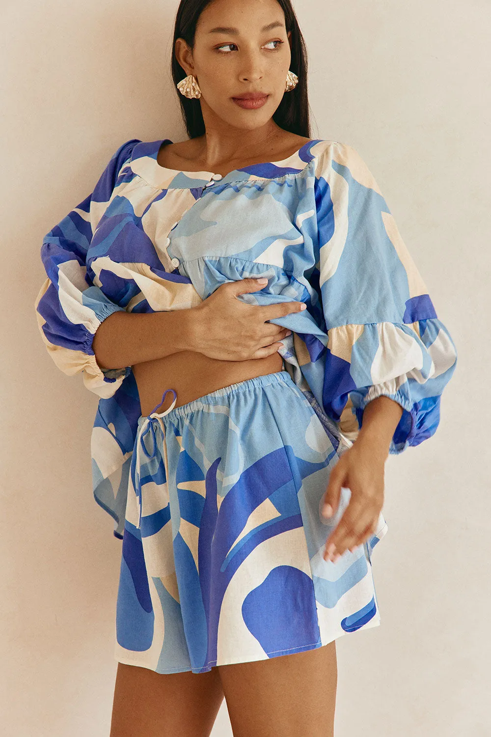 Elara Shorts - Valley Blue sold by Sabo Skirt product image thumbnail 5