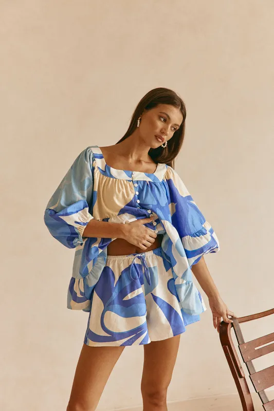 Elara Shorts - Valley Blue sold by Sabo Skirt