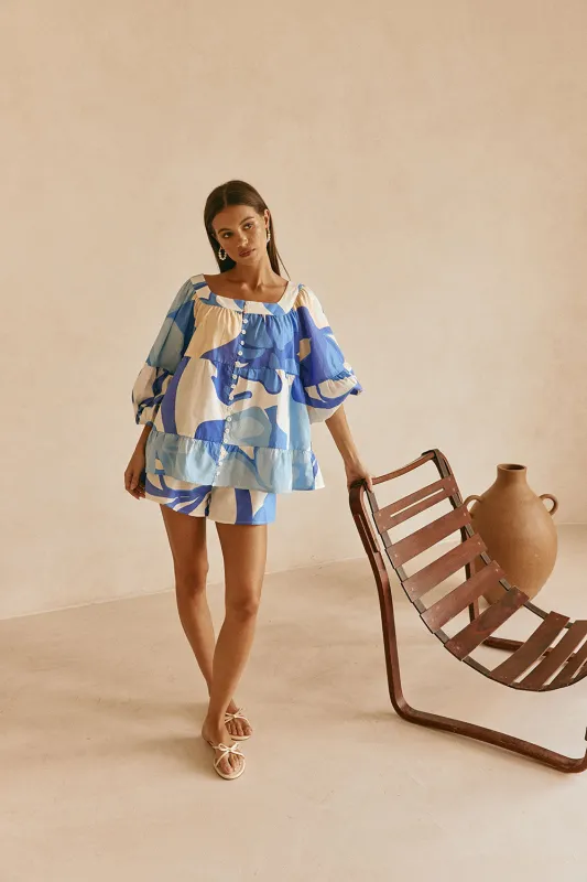 Elara Top - Valley Blue sold by Sabo Skirt