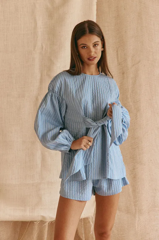 Hailey Top - Blue Stripe made by Sabo Skirt