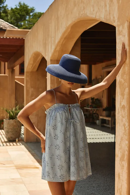Evelia Dress - Blue Broderie made by Sabo Skirt