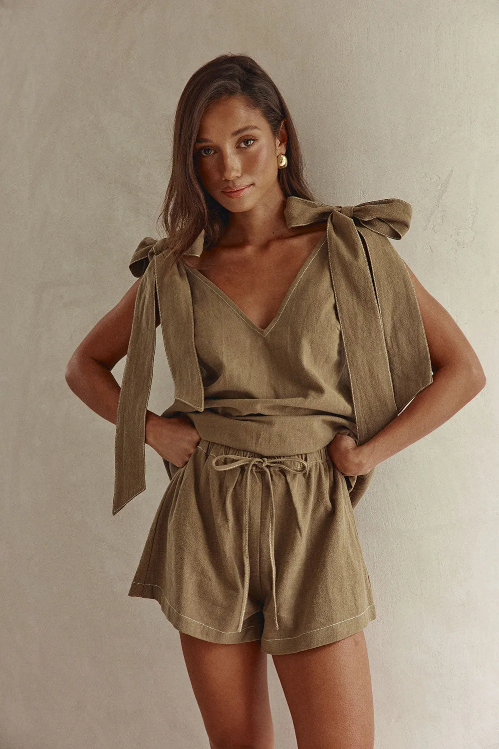 Elixir Shorts - Khaki sold by Sabo Skirt product image thumbnail 4