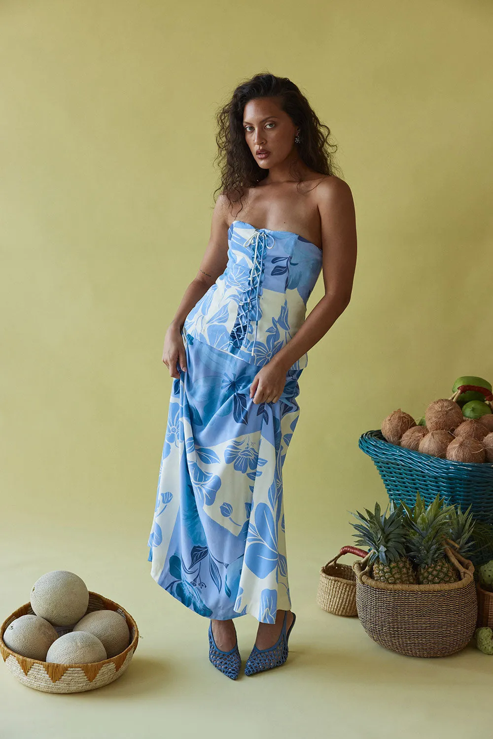 Mirae Dress - Azure Bloom sold by Sabo Skirt product image thumbnail 3