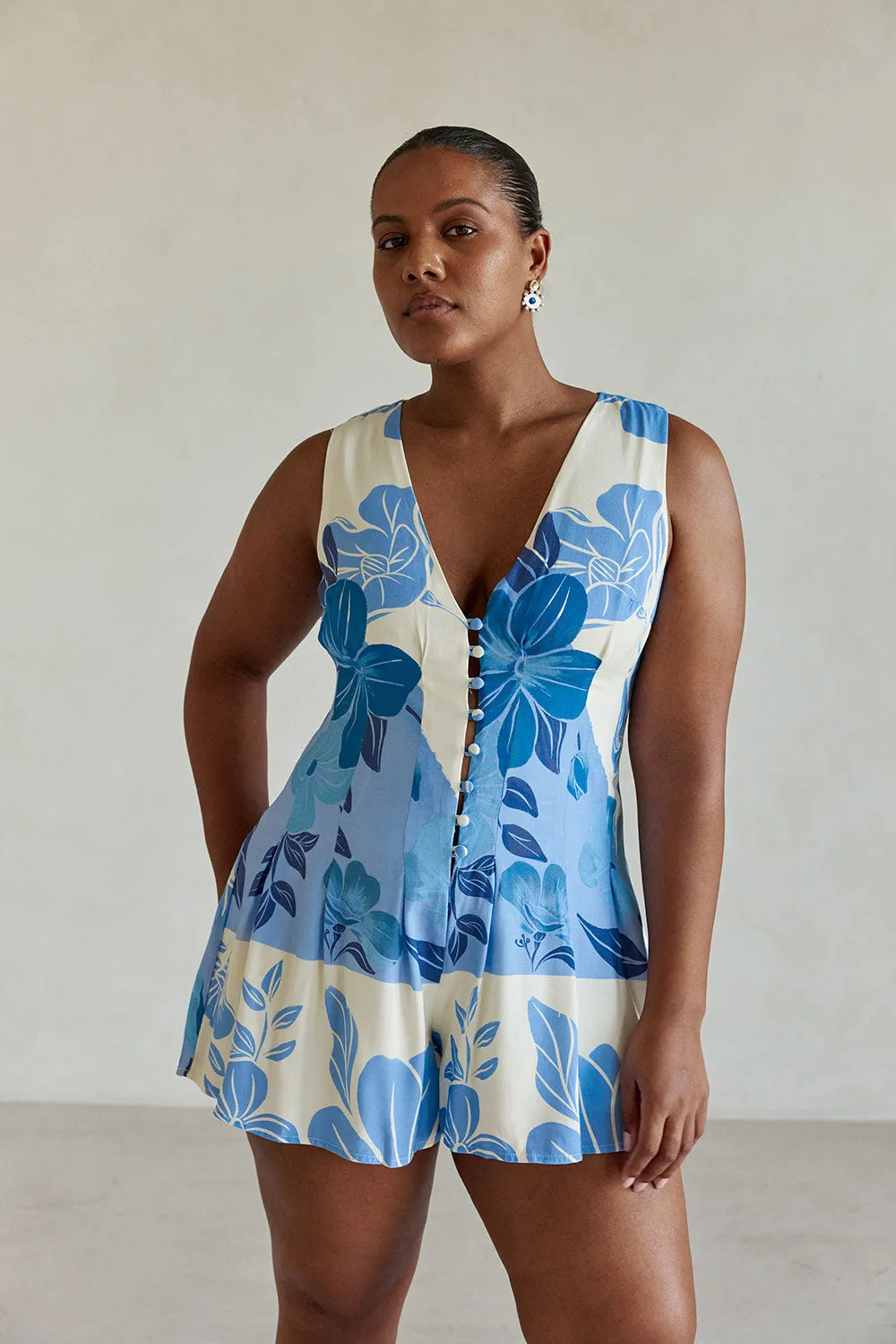 Jade Playsuit - Azure Bloom sold by Sabo Skirt product image thumbnail 2