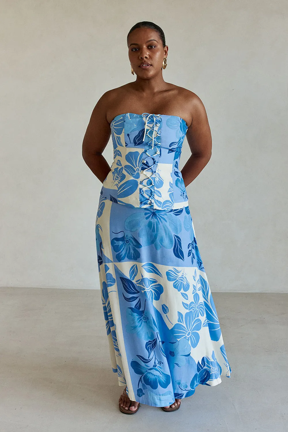 SAMPLE-Mirae Dress - Azure Bloom sold by Sabo Skirt product image thumbnail 3