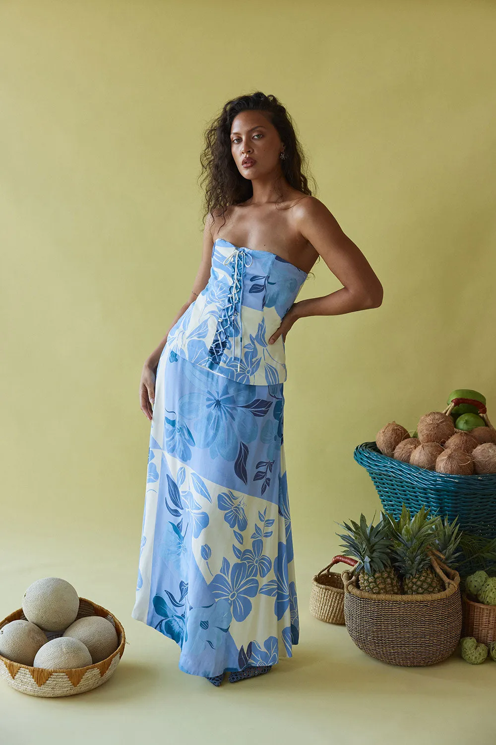 SAMPLE-Mirae Dress - Azure Bloom sold by Sabo Skirt product image thumbnail 2