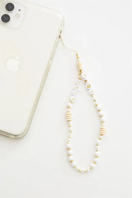 Beaded Phone Charm - White sold by Sabo Skirt