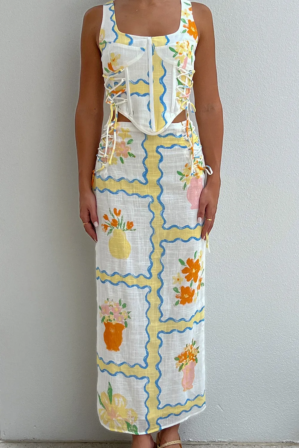 Taleah Skirt - Flower Pots sold by Sabo Skirt