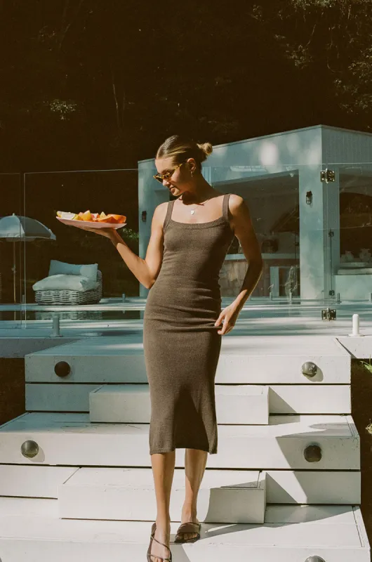 SAMPLE-Vallie Midi Dress - Cocoa sold by Sabo Skirt