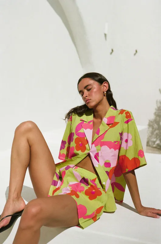 Thessy Top - Lime Floral sold by Sabo Skirt