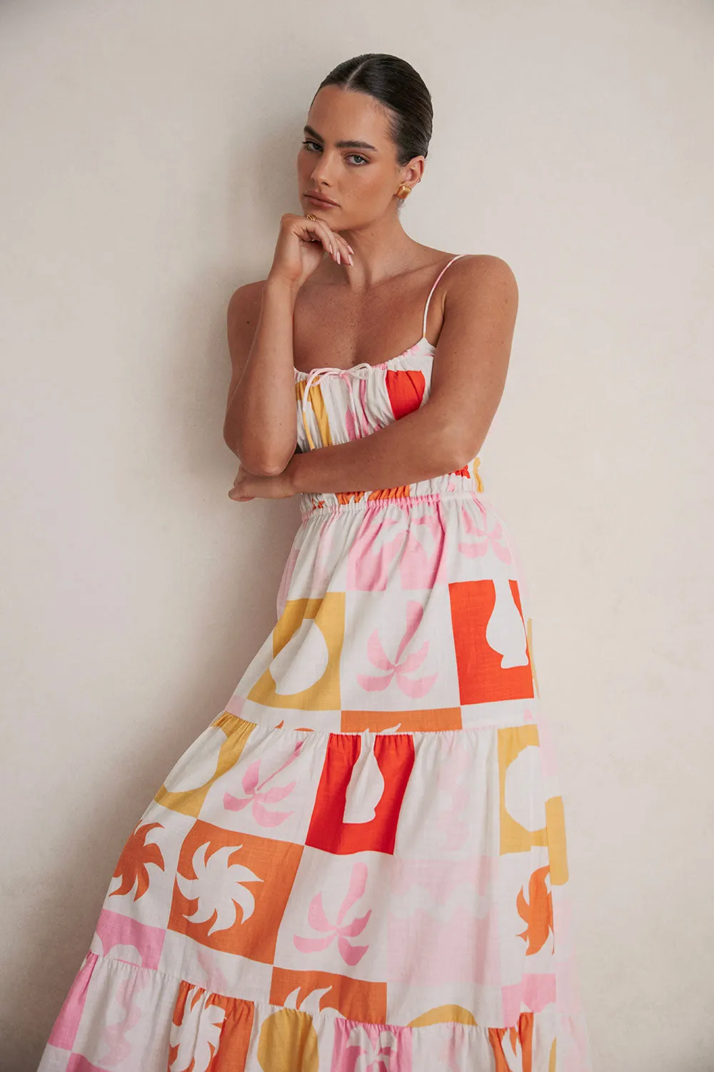 Talia Dress - Palm Tile Fuego sold by Sabo Skirt product image thumbnail 2