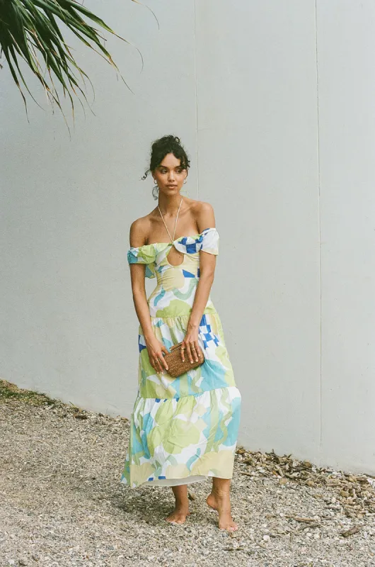 Adorne Midi Dress - Checker Floral Aliza sold by Sabo Skirt