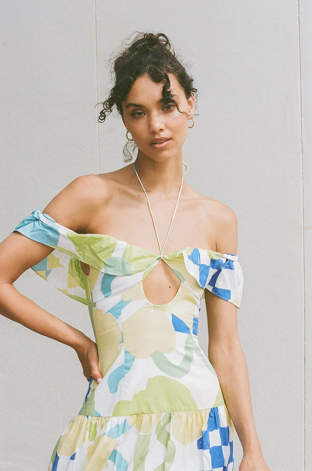 Adorne Midi Dress - Checker Floral Aliza sold by Sabo Skirt product image thumbnail 5