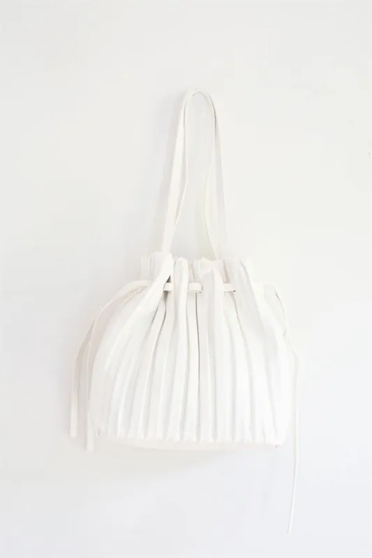 Nadia Pleated Bag - White sold by Sabo Skirt