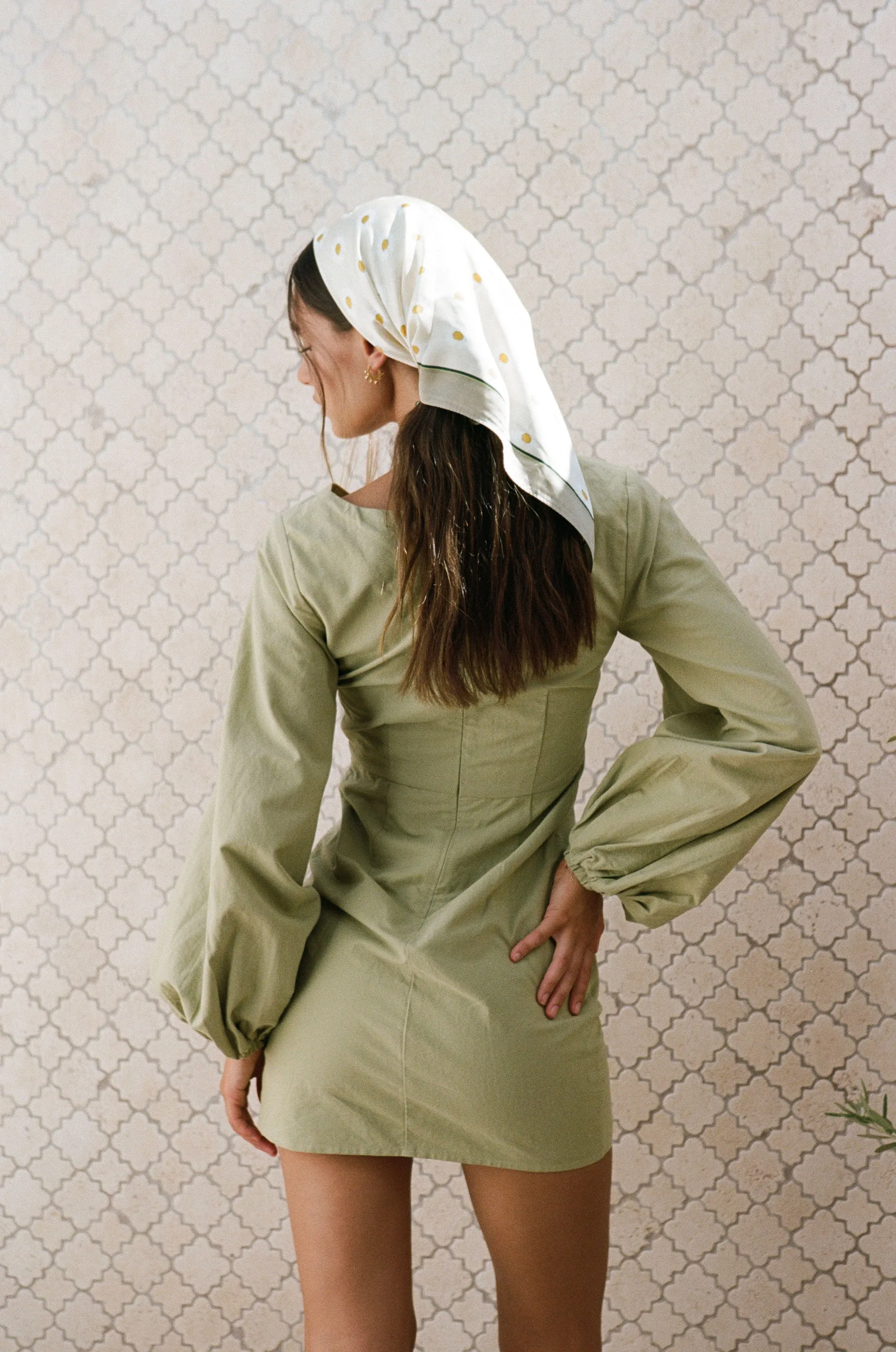 Minna Button Dress - Moss sold by Sabo Skirt product image thumbnail 4