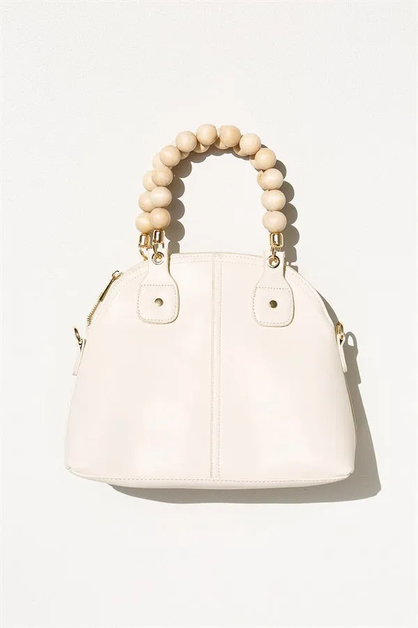 Bead Handle Tote - Cream sold by Sabo Skirt