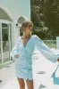 Minna Button Dress - Blue sold by Sabo Skirt