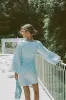 Minna Button Dress - Blue sold by Sabo Skirt