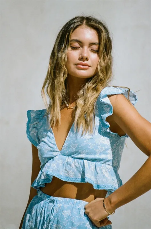 Renata Frill Top - Azure sold by Sabo Skirt