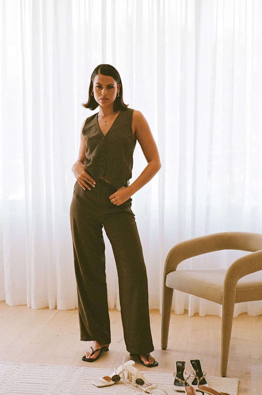 SAMPLE-Remi Pants - Chocolate sold by Sabo Skirt product image thumbnail 3