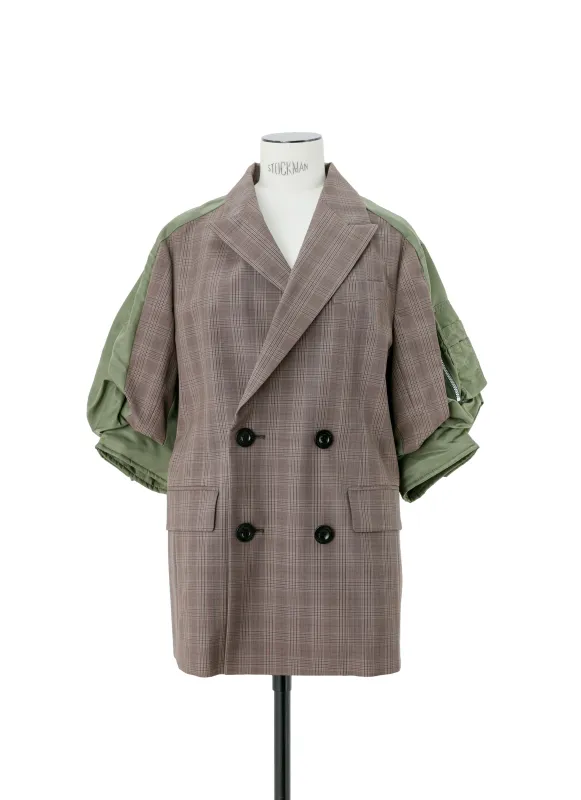 Wool Silk Suiting x Nylon Twill Jacket sold by Sacai