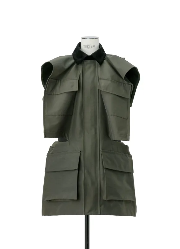 Grosgrain x Quilted Satin Dress made by Sacai
