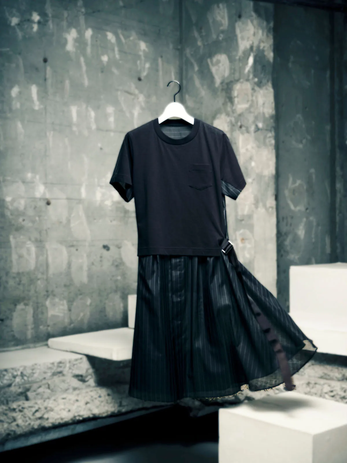 Spun Organza x Cotton Jersey Dress sold by Sacai